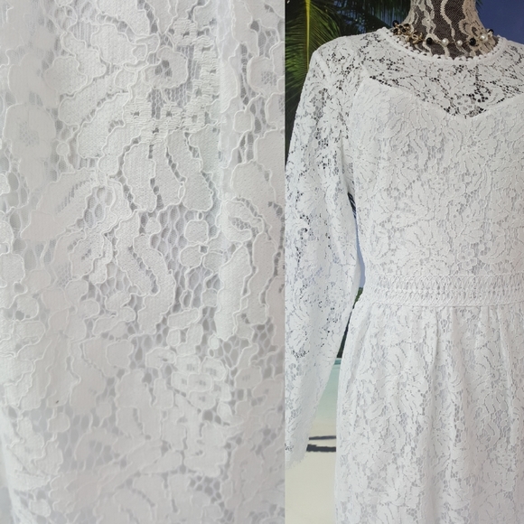 Elegant White Lace Midi Dress - Picture 10 of 12